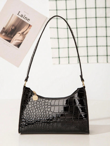 DAZY Women's Fashion & Versatile Crocodile Pattern Shoulder Bag