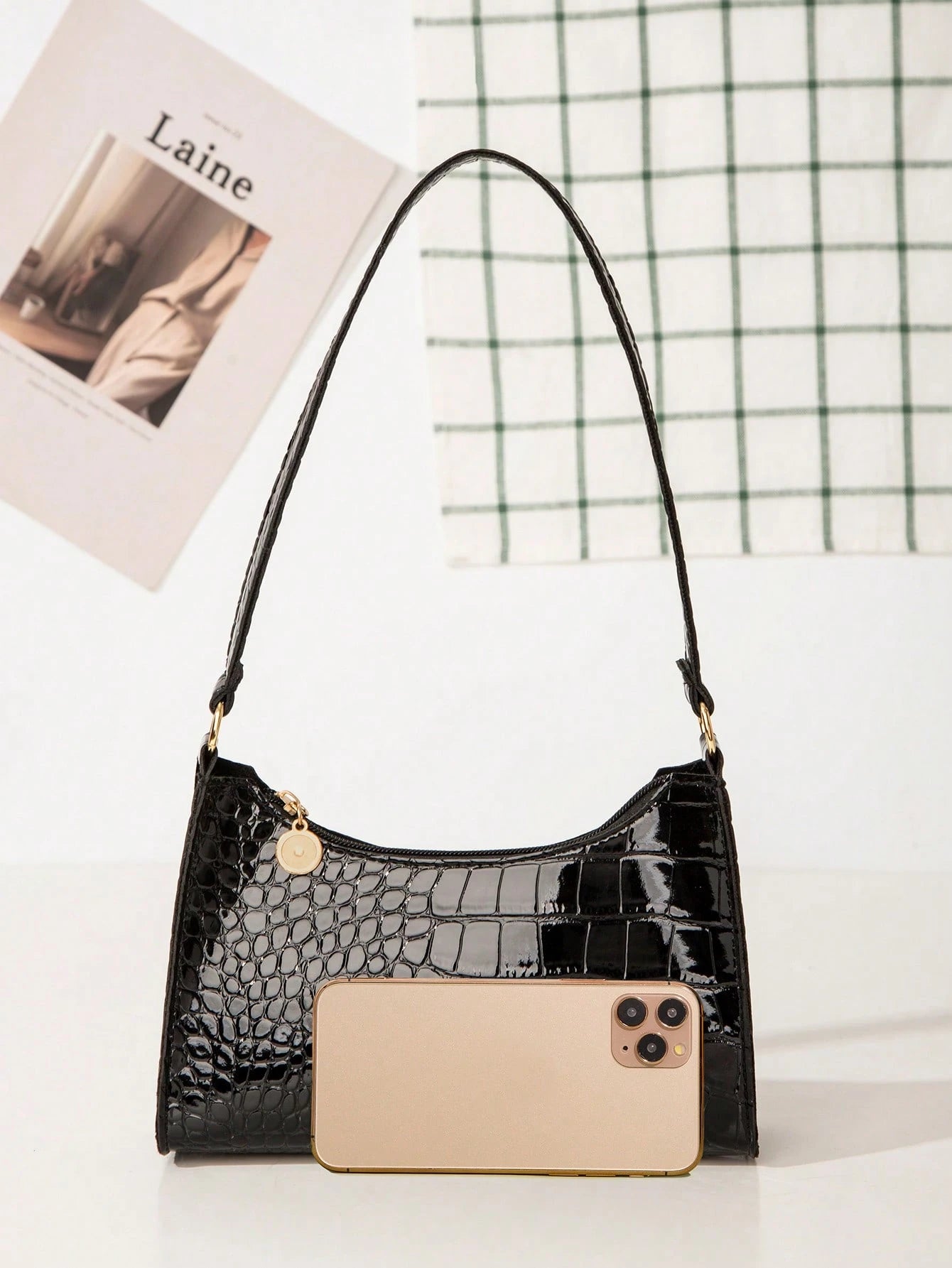DAZY Women's Fashion & Versatile Crocodile Pattern Shoulder Bag