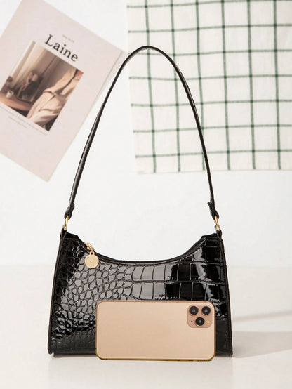 DAZY Women's Fashion & Versatile Crocodile Pattern Shoulder Bag