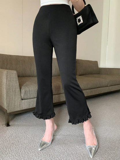 DAZY Women's Slim Fit 7/8 Length Flared Casual Pants Women Dress Pants