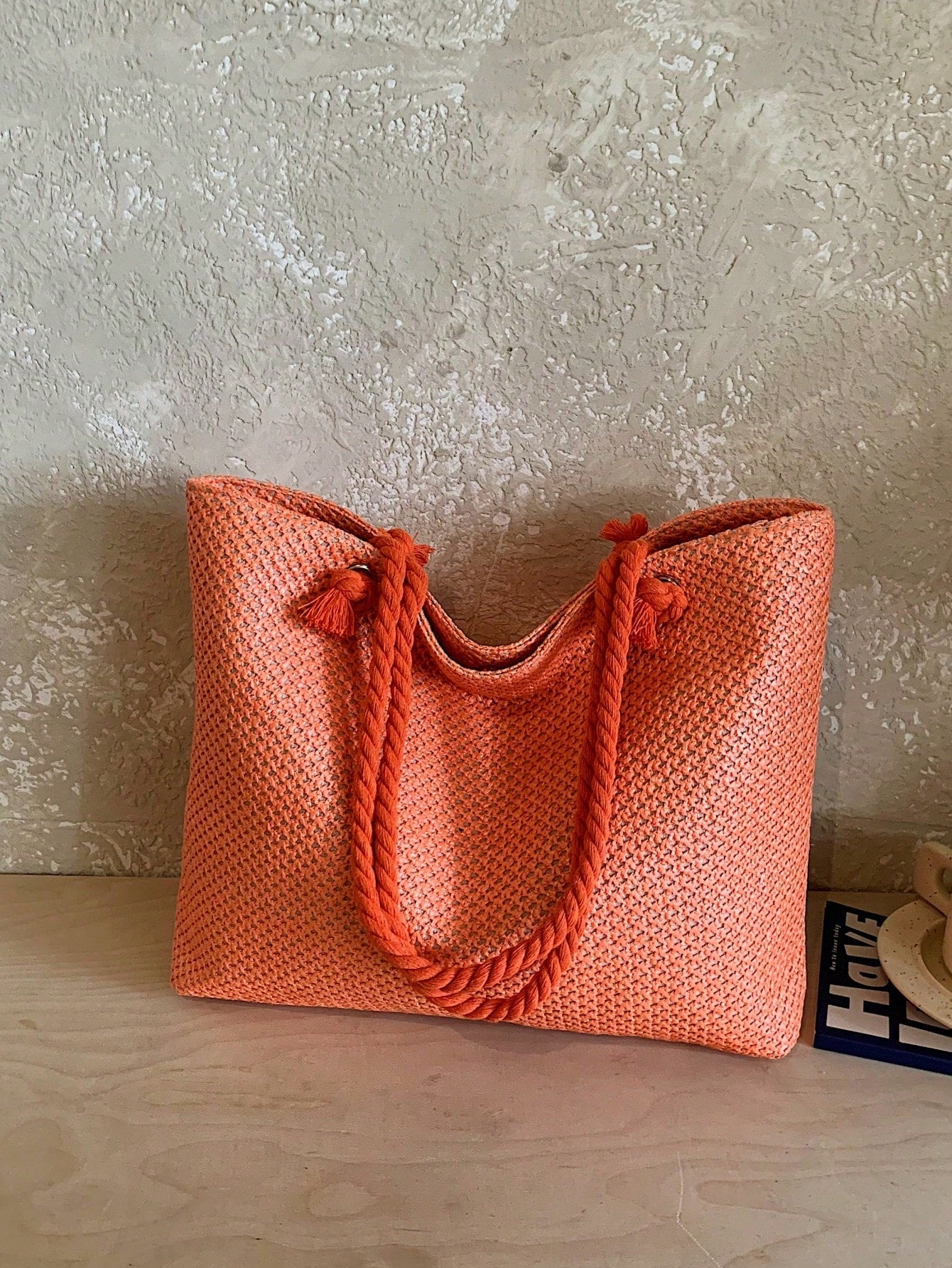 Dedoo Large Capacity Woven Tote Bag, Lightweight Shopping Shoulder Bag, Summer Travel Essential, Women's Holiday Handbag Backpack, Portable Vacation Essentials