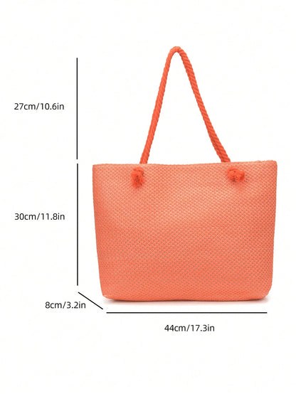 Dedoo Large Capacity Woven Tote Bag, Lightweight Shopping Shoulder Bag, Summer Travel Essential, Women's Holiday Handbag Backpack, Portable Vacation Essentials