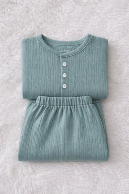 Deep Teal| Premium Crinkled Double Layered Soft Unisex Muslin Set for New Born to 6 Years