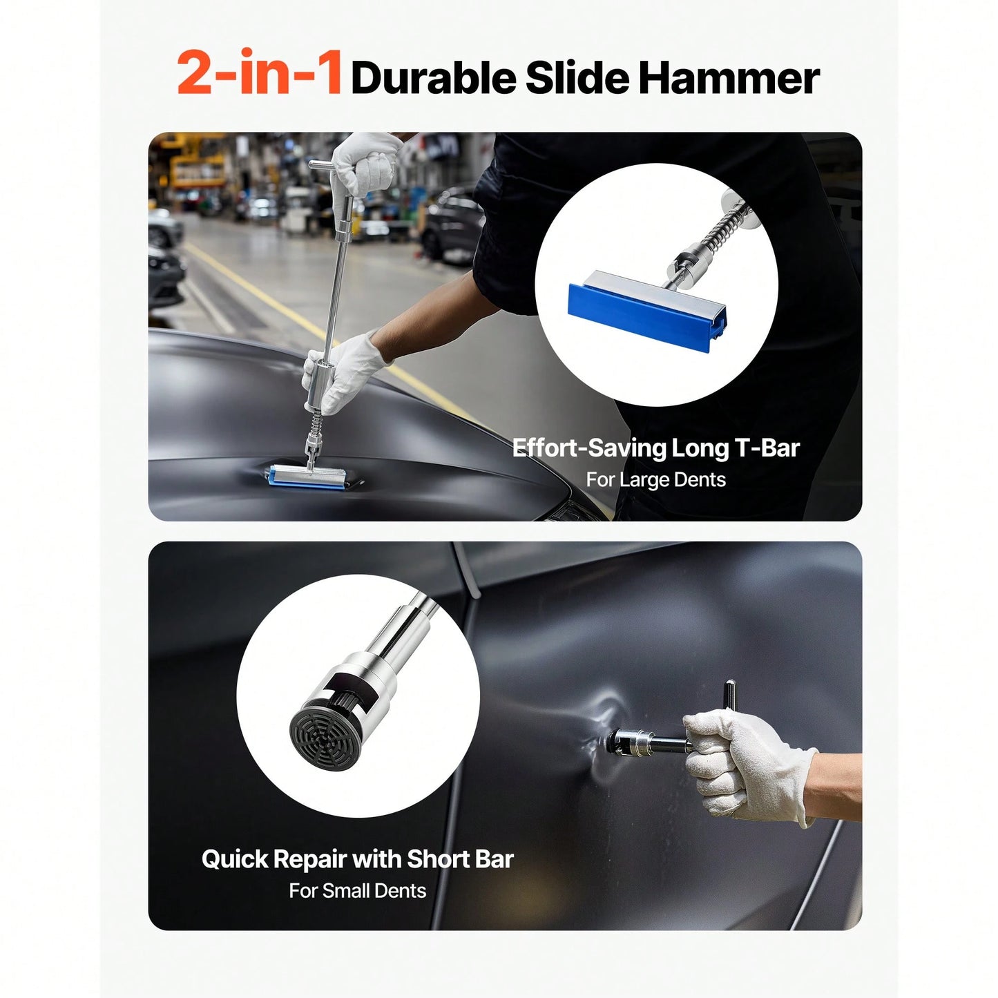 Dent Puller Kit, 61 PCS Paintless Dent Removal Kit With Golden Lifter, Slide Hammer T-Bar, Glue Gun, Auto Body Hail Damage Repair Remover Tools For Car Refrigerator Large Small Door Ding Repair