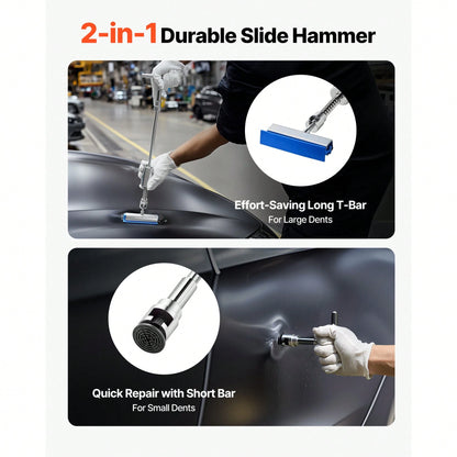 Dent Puller Kit, 61 PCS Paintless Dent Removal Kit With Golden Lifter, Slide Hammer T-Bar, Glue Gun, Auto Body Hail Damage Repair Remover Tools For Car Refrigerator Large Small Door Ding Repair