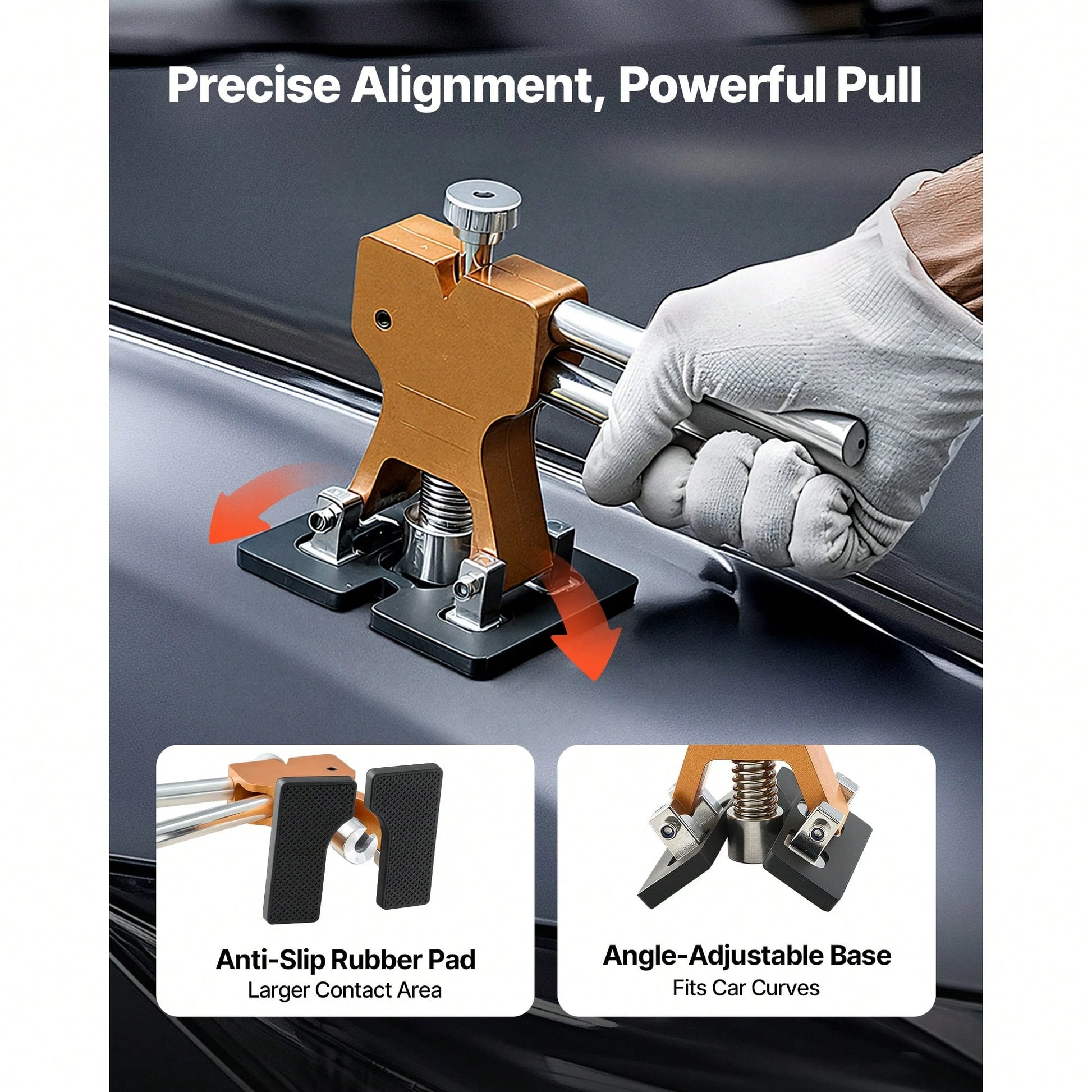 Dent Puller Kit, 61 PCS Paintless Dent Removal Kit With Golden Lifter, Slide Hammer T-Bar, Glue Gun, Auto Body Hail Damage Repair Remover Tools For Car Refrigerator Large Small Door Ding Repair