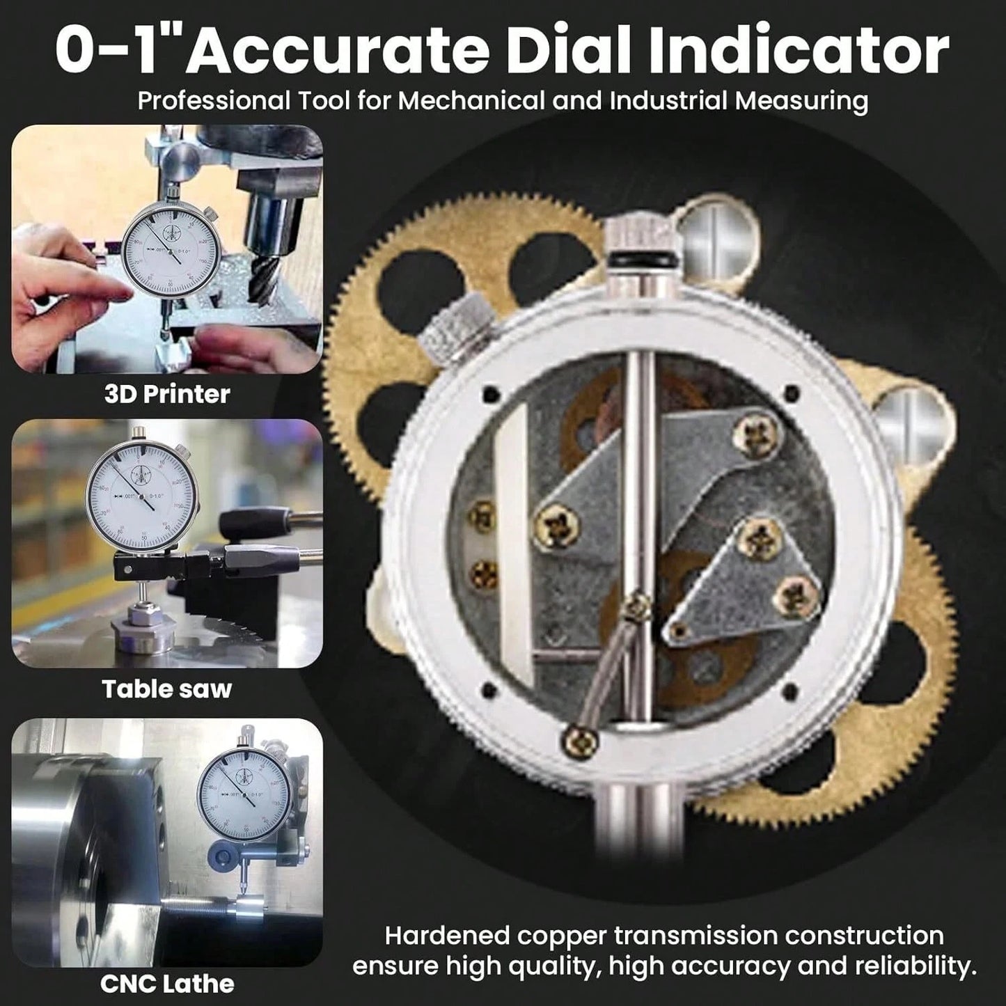 Dial Indicator With 140lbs Magnetic Base And 0.001"Precision Gauge Test Indicator Point Set, Fine Adjustable