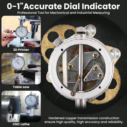 Dial Indicator With 140lbs Magnetic Base And 0.001"Precision Gauge Test Indicator Point Set, Fine Adjustable