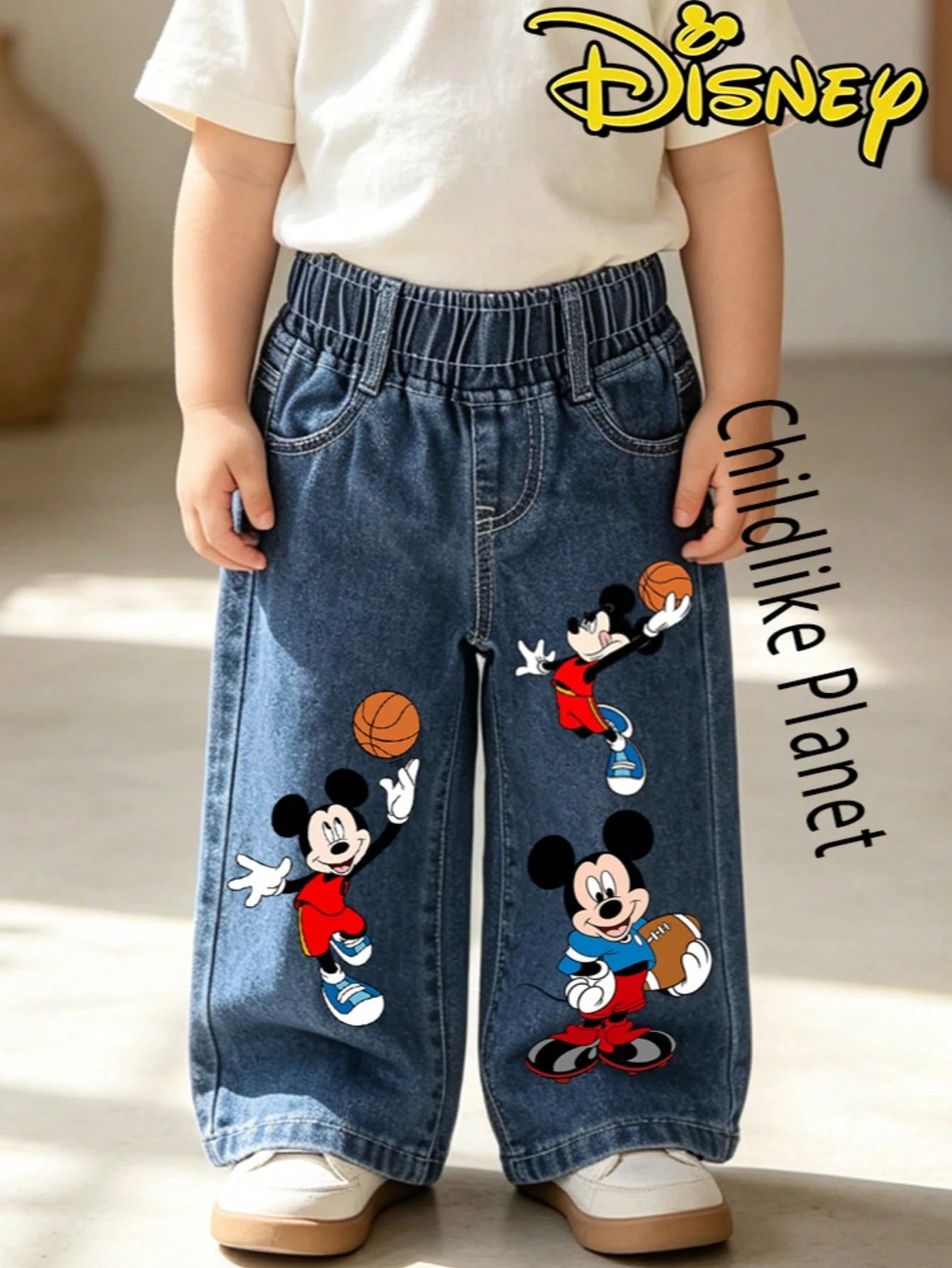 Disney Baby Boys' Cartoon Loose Denim Pants, Quality Infant Wear, Mom's Meticulous Choice For Year-Round Use