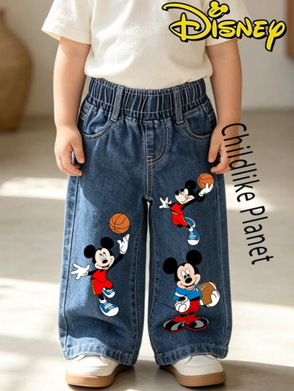 Disney Baby Boys' Cartoon Loose Denim Pants, Quality Infant Wear, Mom's Meticulous Choice For Year-Round Use