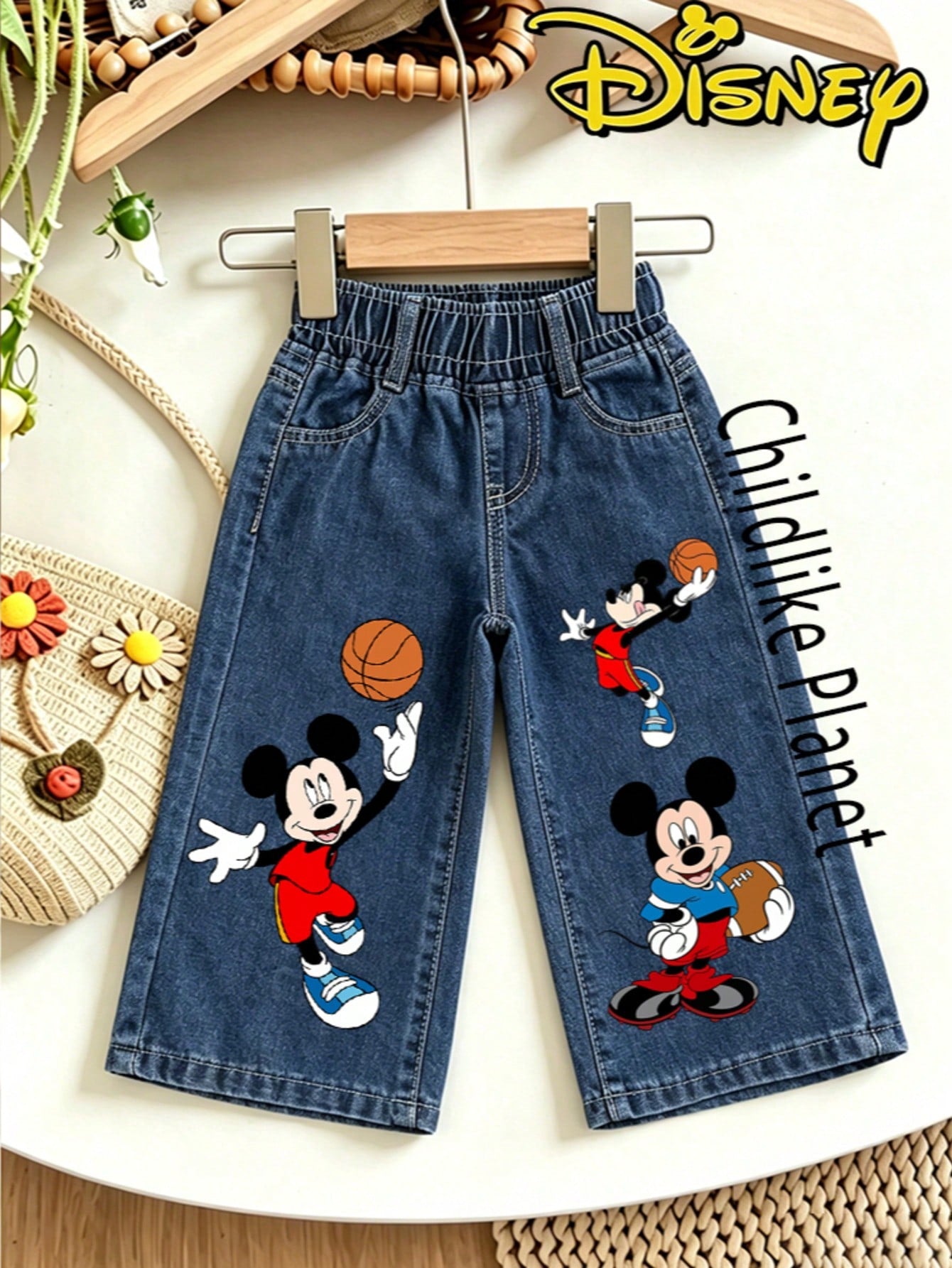 Disney Baby Boys' Cartoon Loose Denim Pants, Quality Infant Wear, Mom's Meticulous Choice For Year-Round Use