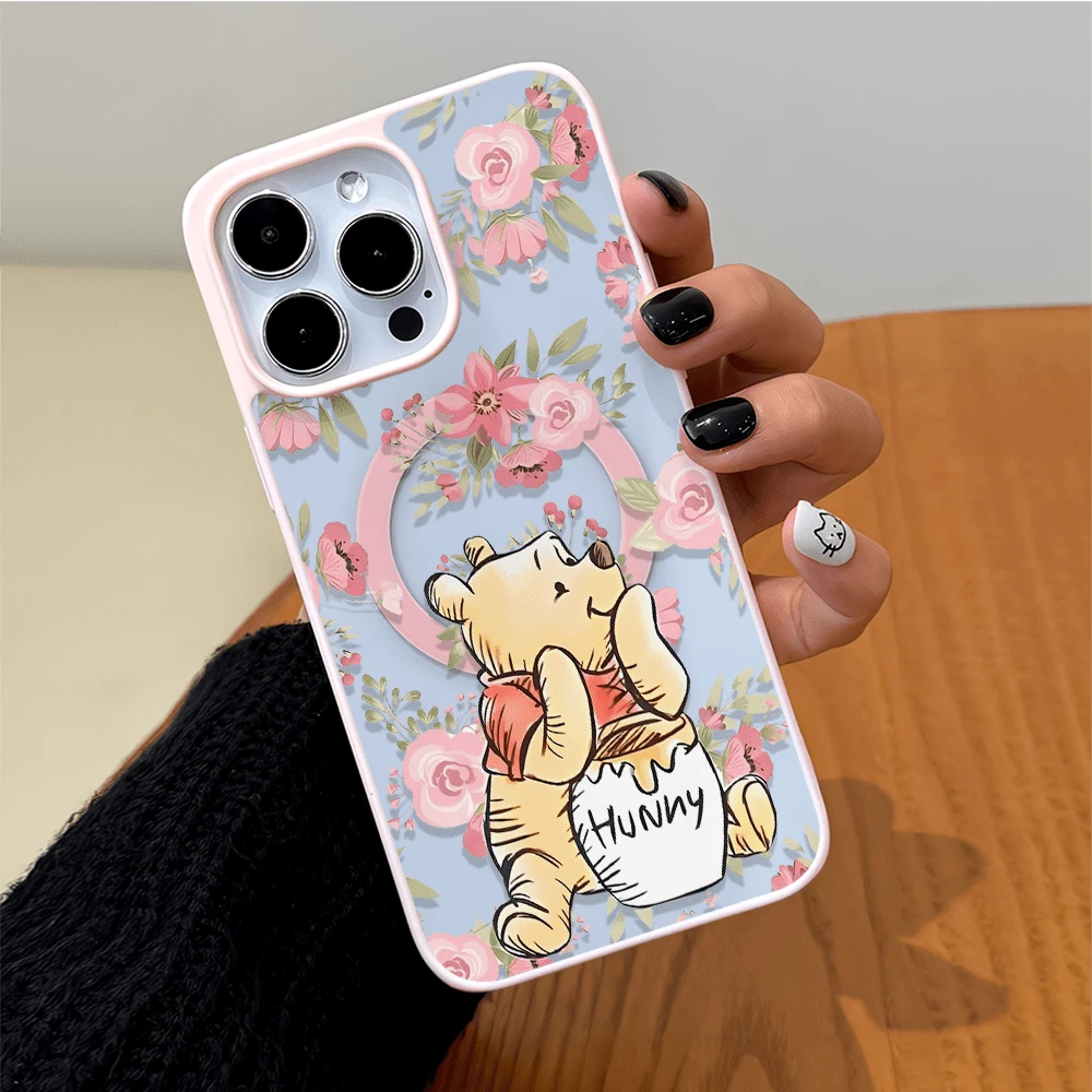 Disney.‌ Disney Winnie The Pooh Floral Patterned Phone Case Featuring A Cute Bear Enjoying Honey. Compatible With IPhone 17, 16, 15, 14, 13, 12, And 11 Pro Models. Made Of TPU With Shockproof Protecti