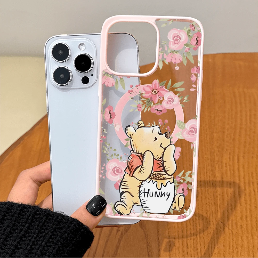 Disney.‌ Disney Winnie The Pooh Floral Patterned Phone Case Featuring A Cute Bear Enjoying Honey. Compatible With IPhone 17, 16, 15, 14, 13, 12, And 11 Pro Models. Made Of TPU With Shockproof Protecti