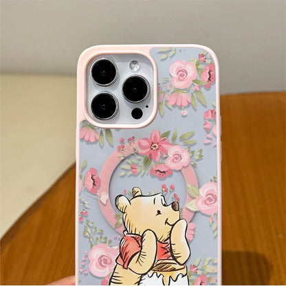 Disney.‌ Disney Winnie The Pooh Floral Patterned Phone Case Featuring A Cute Bear Enjoying Honey. Compatible With IPhone 17, 16, 15, 14, 13, 12, And 11 Pro Models. Made Of TPU With Shockproof Protecti