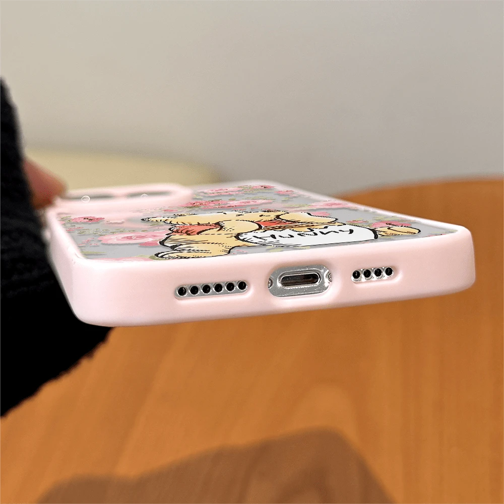 Disney.‌ Disney Winnie The Pooh Floral Patterned Phone Case Featuring A Cute Bear Enjoying Honey. Compatible With IPhone 17, 16, 15, 14, 13, 12, And 11 Pro Models. Made Of TPU With Shockproof Protecti