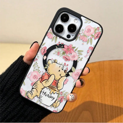 Disney.‌ Disney Winnie The Pooh Floral Patterned Phone Case Featuring A Cute Bear Enjoying Honey. Compatible With IPhone 17, 16, 15, 14, 13, 12, And 11 Pro Models. Made Of TPU With Shockproof Protecti