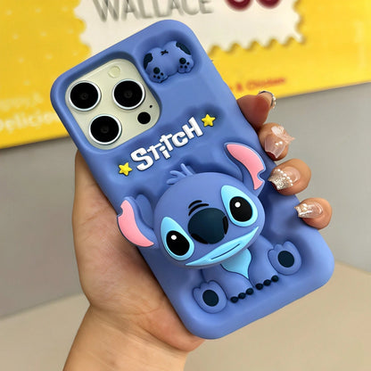 Disney Official Lilo & Stitch 3D Embossed Phone Case-Cute 3D Relief Stitch Figure, Anti-Scratch & Shockproof, Perfect For Cartoon Fans.Soft Silicone, Precise Cutouts, And Adorable Relief Design For U