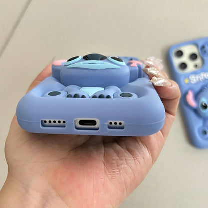 Disney Official Lilo & Stitch 3D Embossed Phone Case-Cute 3D Relief Stitch Figure, Anti-Scratch & Shockproof, Perfect For Cartoon Fans.Soft Silicone, Precise Cutouts, And Adorable Relief Design For U