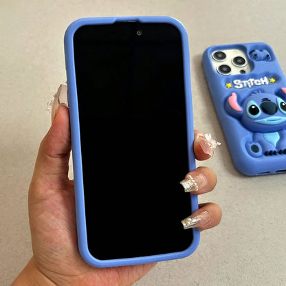 Disney Official Lilo & Stitch 3D Embossed Phone Case-Cute 3D Relief Stitch Figure, Anti-Scratch & Shockproof, Perfect For Cartoon Fans.Soft Silicone, Precise Cutouts, And Adorable Relief Design For U