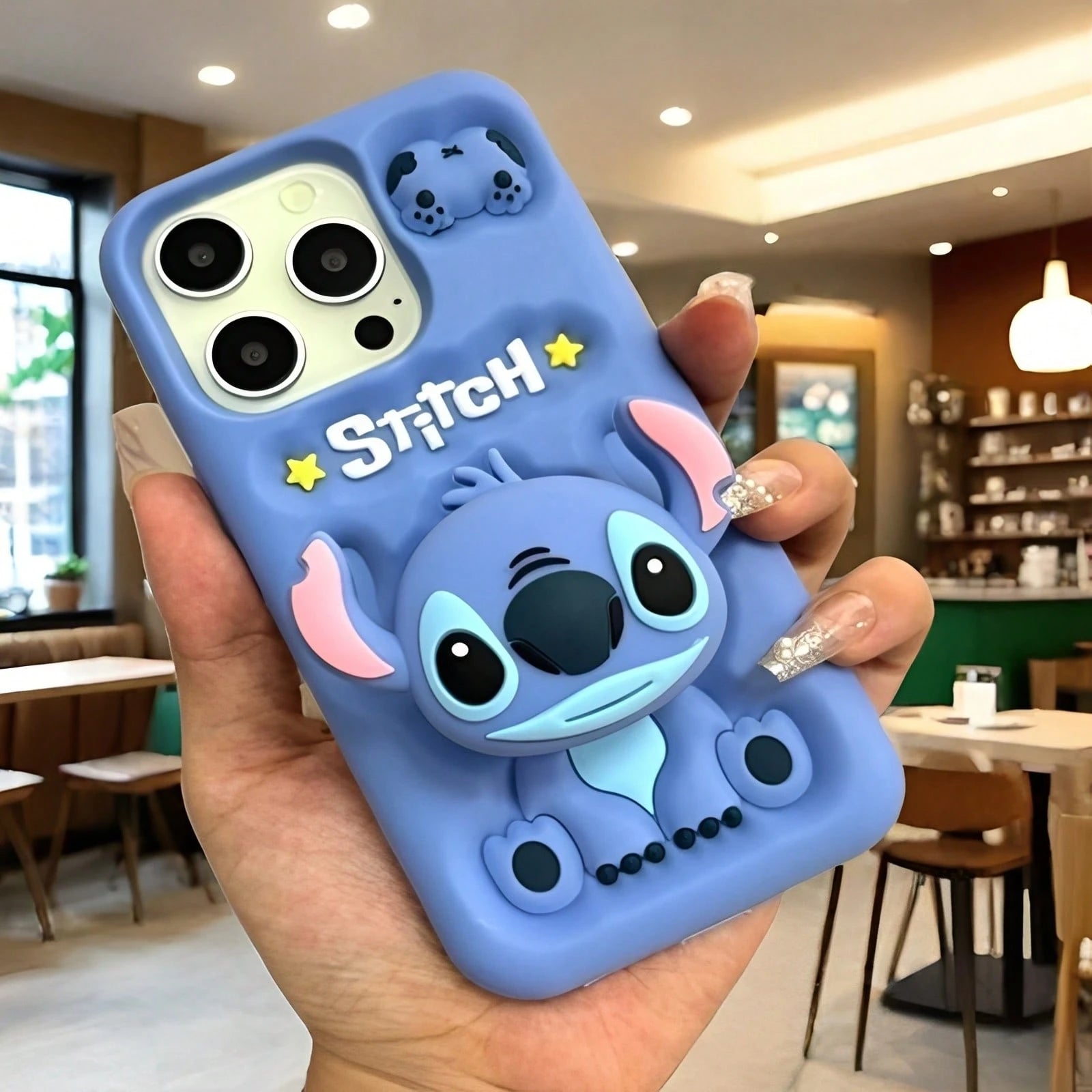 Disney Official Lilo & Stitch 3D Embossed Phone Case-Cute 3D Relief Stitch Figure, Anti-Scratch & Shockproof, Perfect For Cartoon Fans.Soft Silicone, Precise Cutouts, And Adorable Relief Design For U