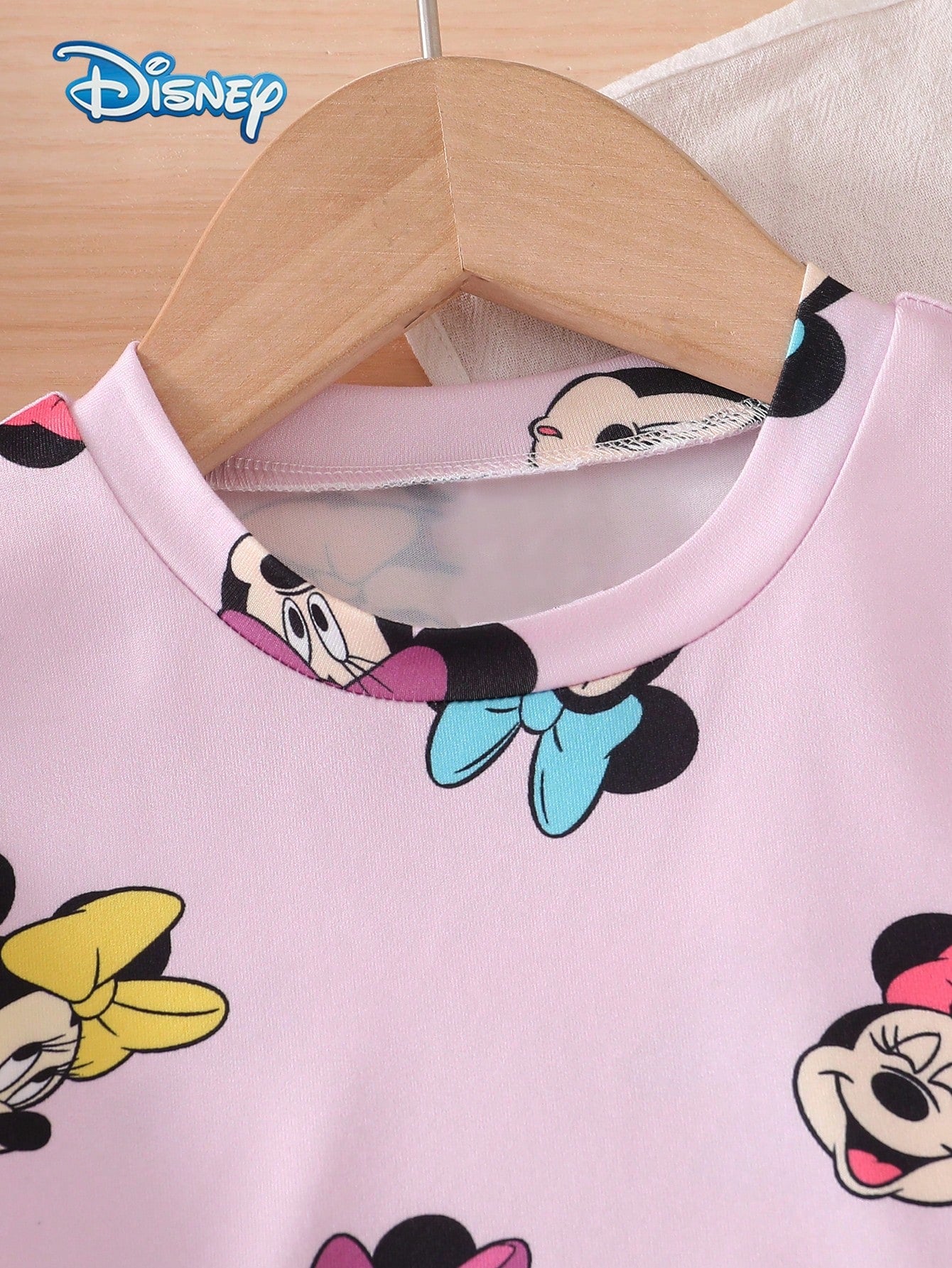 Disney Summer Baby Girl 2pcs Set Cute Mickey Mouse Minnie Print Short Sleeve Shorts Outfit Casual Children Daily Basic Cartoon Print Knit Round Neck Short Sleeve Elastic Waist Pants Outdoor Vacation C