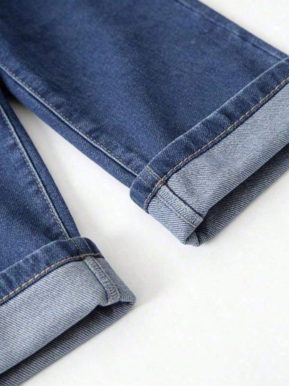 Disney Winnie The Pooh Patterned Baby Loose Straight Jeans, Suitable For Spring And Summer Casual Vacations, Western Street Style Jeans.