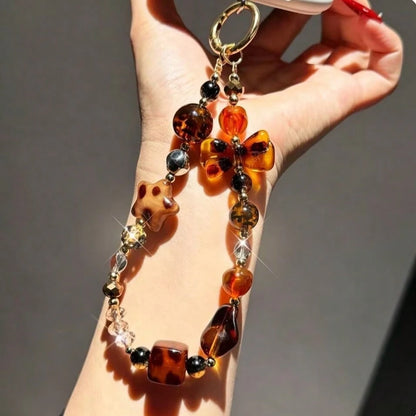 DIY Phone Chain Korean Style Ice & Snow Star Phone Case Lanyard Cool Black Hot Girl DIY Beads Random Beads Camera Chain Phone Anti-Loss Rope New Style Pendant High-End Women's Sense