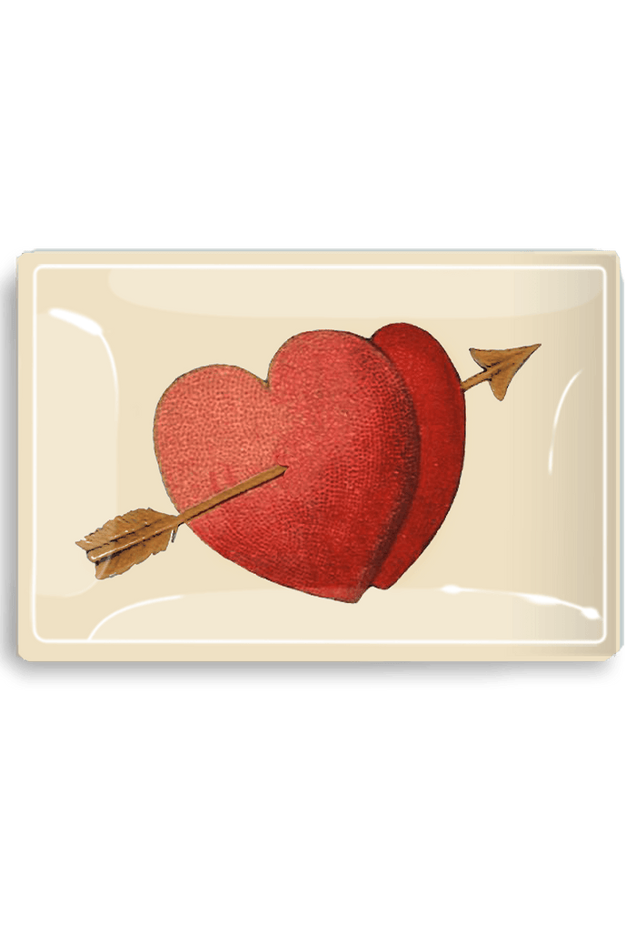 Double Heart Arrow Decoupage Glass Tray - Ben's Garden