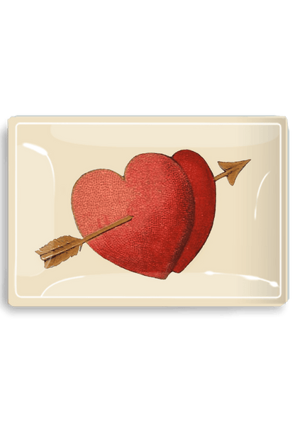 Double Heart Arrow Decoupage Glass Tray - Ben's Garden