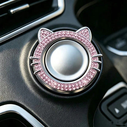 Double-Row Sparkling Rhinestone Car Engine Start/Stop Button Decor, Crystal Dual Diamond Design, Shiny Car Interior Accessory