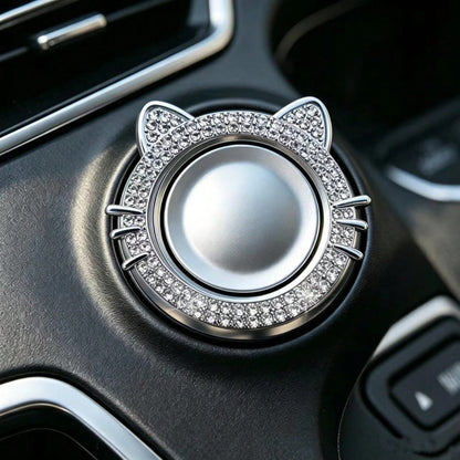 Double-Row Sparkling Rhinestone Car Engine Start/Stop Button Decor, Crystal Dual Diamond Design, Shiny Car Interior Accessory