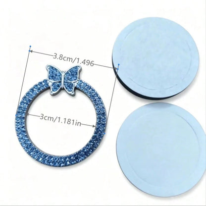 Double-Row Sparkling Rhinestone Car Engine Start/Stop Button Decor, Crystal Dual Diamond Design, Shiny Car Interior Accessory