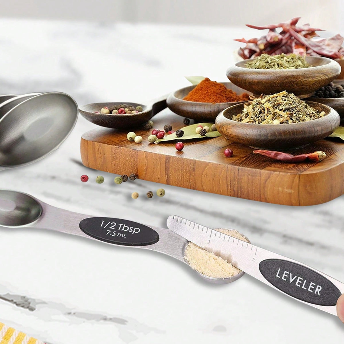 Double Sided Stackable Copper Magnetic Measuring Spoons Set With Leveler For Baking,Cooking,Roasting, Meal Preparation (8-Piece Or 16-Piece)