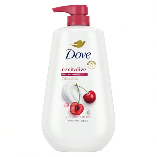 Dove 24hr Lotion Body Wash Revitalizante Cherry & Chia Milk, 30.6 Oz| Hydrating Body Wash With MicroMoisture And A Luscious Cherry Scent