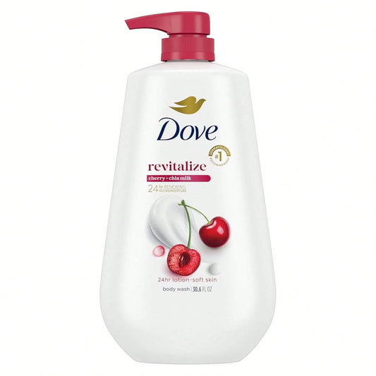 Dove 24hr Lotion Body Wash Revitalizante Cherry & Chia Milk, 30.6 Oz| Hydrating Body Wash With MicroMoisture And A Luscious Cherry Scent