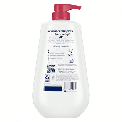 Dove 24hr Lotion Body Wash Revitalizante Cherry & Chia Milk, 30.6 Oz| Hydrating Body Wash With MicroMoisture And A Luscious Cherry Scent