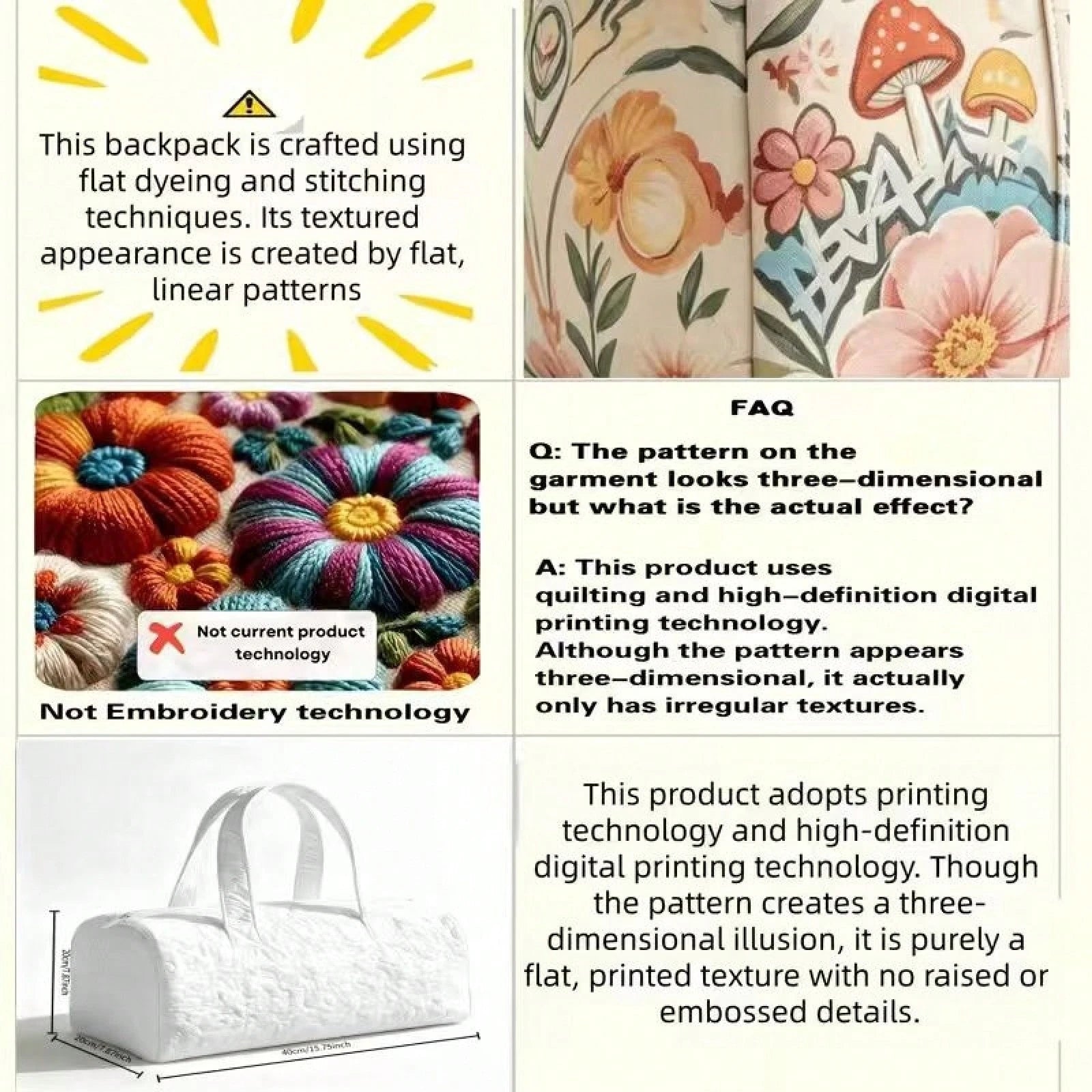Duffle Bag| Retro Bus Daisy Mushroom 3D Digital Print| Hippie Lovers Outdoor Trip| Large Size| Spacious Cute Travel Handbag