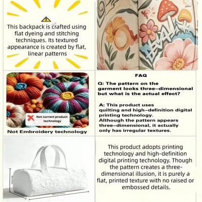 Duffle Bag| Retro Bus Daisy Mushroom 3D Digital Print| Hippie Lovers Outdoor Trip| Large Size| Spacious Cute Travel Handbag