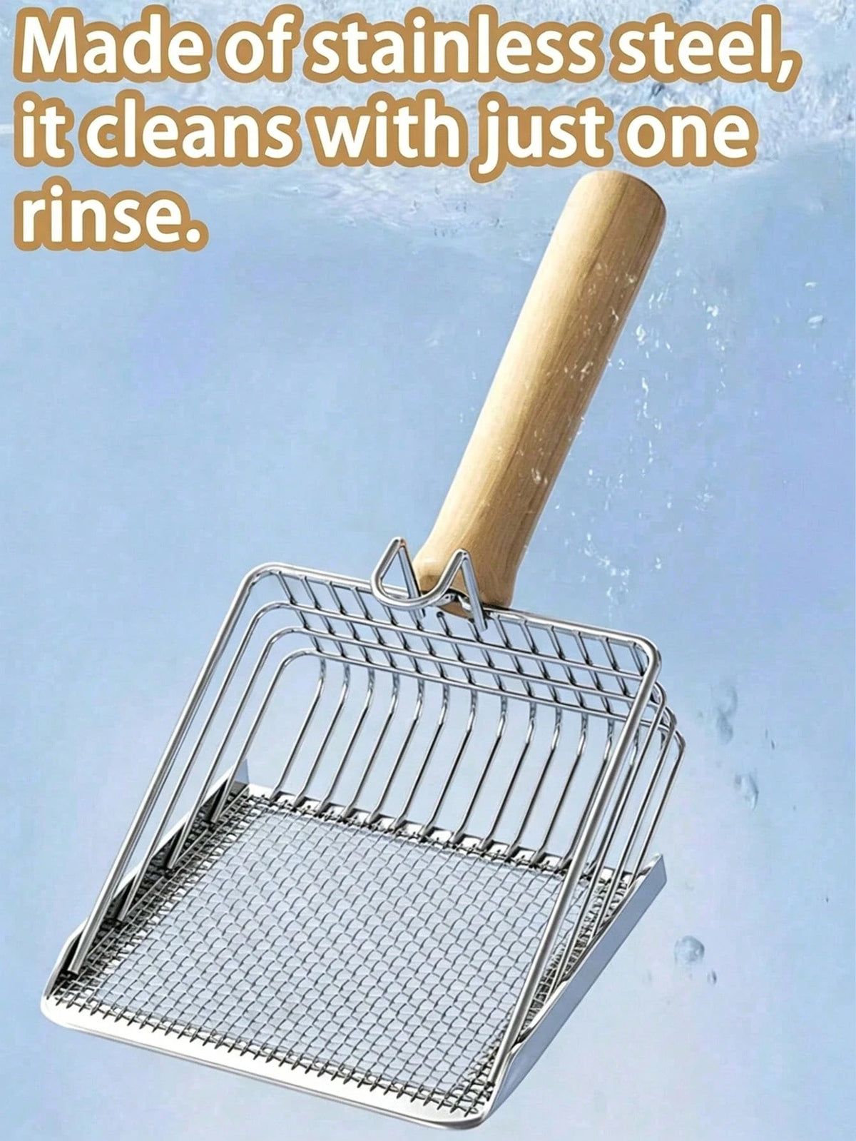 Durable Stainless Steel Cat Litter Scoop, Small Holes For Bentonite Mineral Sand, Easy Clean Pet Cleaning Tool