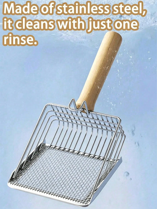 Durable Stainless Steel Cat Litter Scoop, Small Holes For Bentonite Mineral Sand, Easy Clean Pet Cleaning Tool