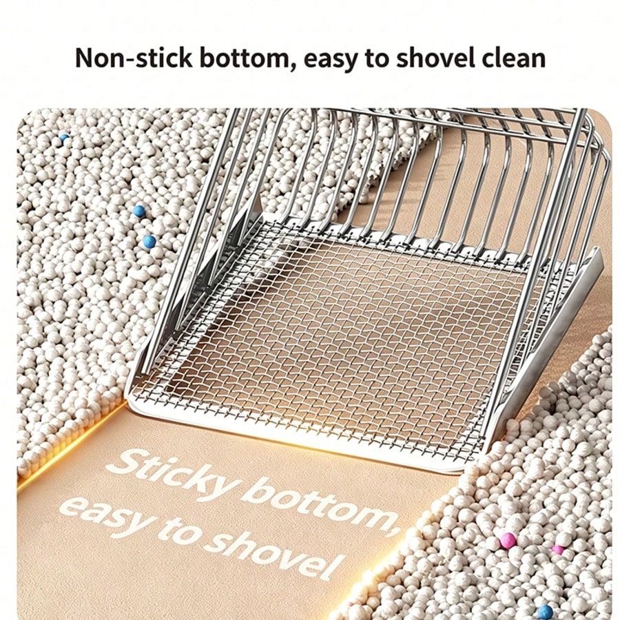 Durable Stainless Steel Cat Litter Scoop, Small Holes For Bentonite Mineral Sand, Easy Clean Pet Cleaning Tool