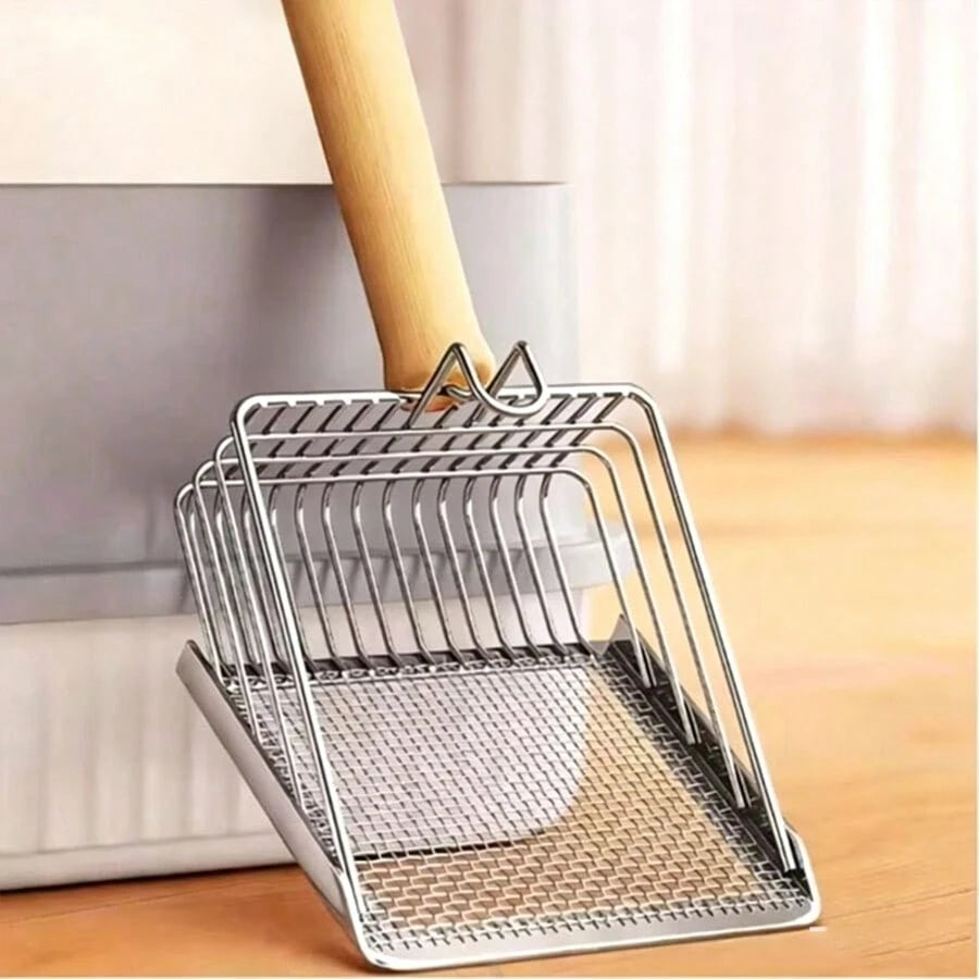 Durable Stainless Steel Cat Litter Scoop, Small Holes For Bentonite Mineral Sand, Easy Clean Pet Cleaning Tool