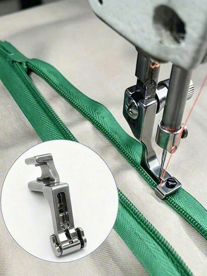 Durable T69 Model Adjustable Invisible Zipper Presser Foot With Groove, Single-Sided Zipper Presser Foot, Suitable For Sewing Machines, Knitting And Handicrafts, Industrial And Household Use, Silver P