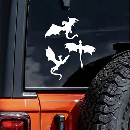 Durable Vinyl Flying Dragon Decal- Sleek Black Design For Cars, Laptops, Trucks Walls, Suitable For All Smooth Surfaces