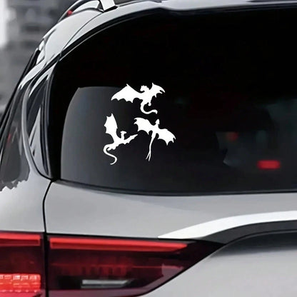 Durable Vinyl Flying Dragon Decal- Sleek Black Design For Cars, Laptops, Trucks Walls, Suitable For All Smooth Surfaces