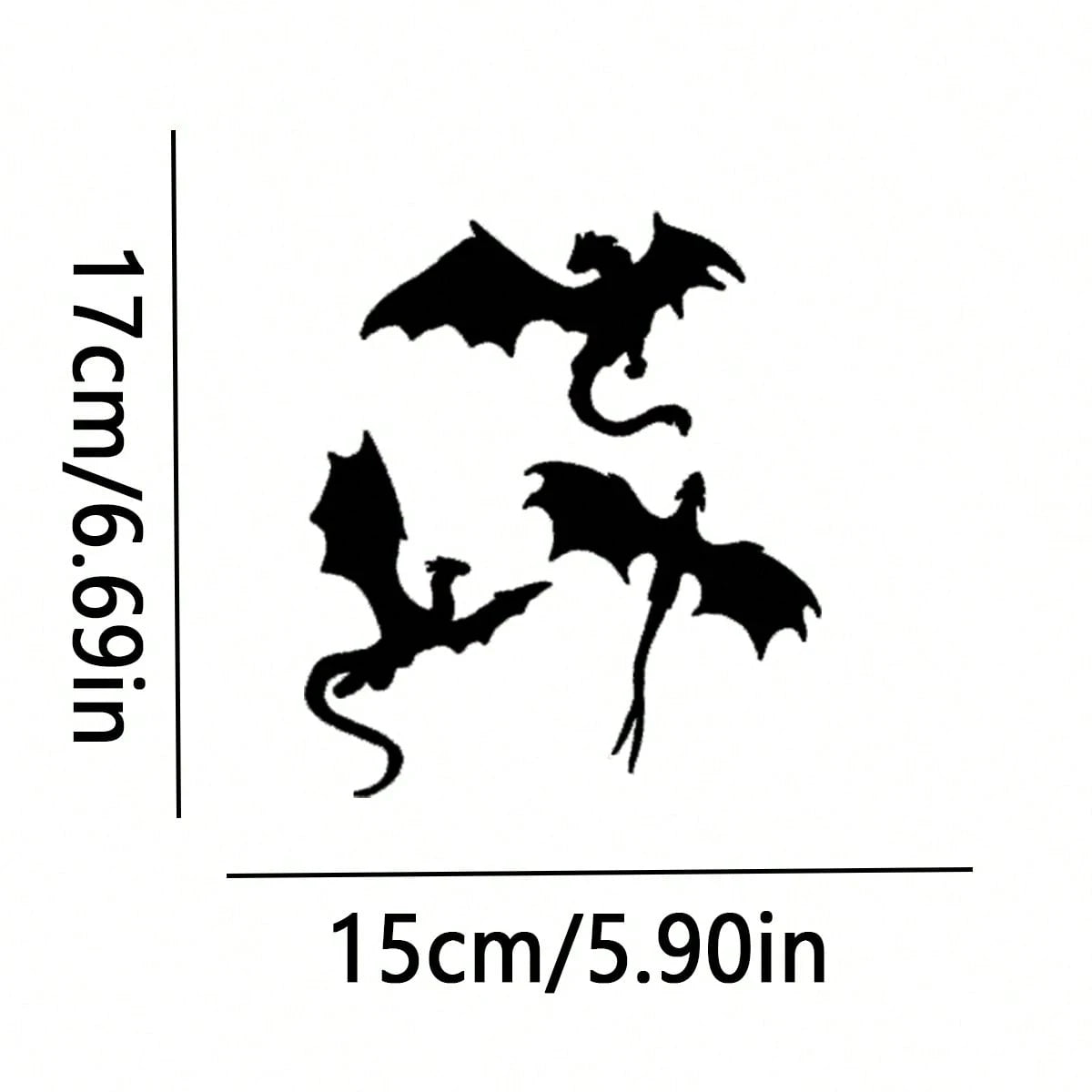 Durable Vinyl Flying Dragon Decal- Sleek Black Design For Cars, Laptops, Trucks Walls, Suitable For All Smooth Surfaces