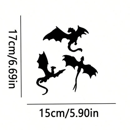 Durable Vinyl Flying Dragon Decal- Sleek Black Design For Cars, Laptops, Trucks Walls, Suitable For All Smooth Surfaces