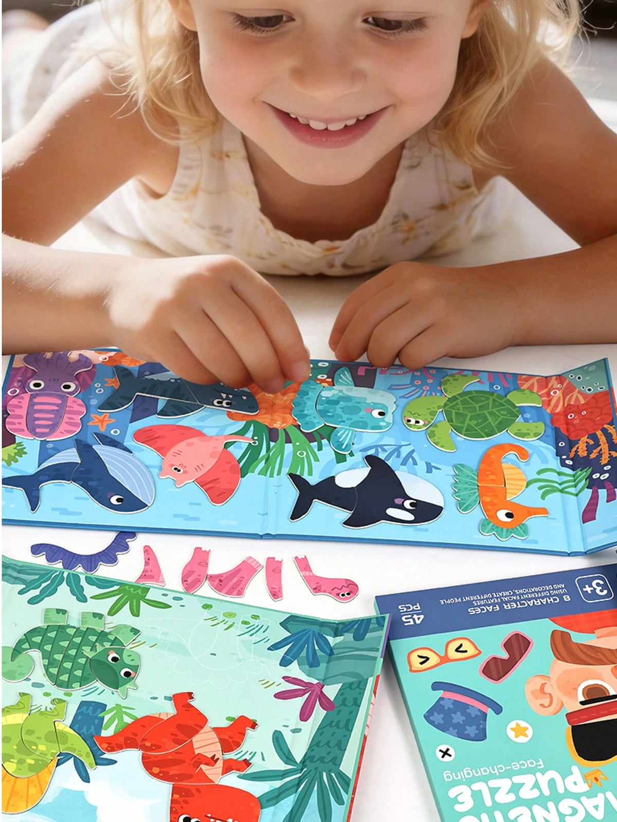 Early Education Magnetic Quiet Paste Book Handmade Girl Puzzle Enlightenment Children's Toy Portable Scene Puzzle 10 Theme Magnetic Puzzle Eight In One Magnetic Stereoscopic Puzzle Parent Ideal Gift F