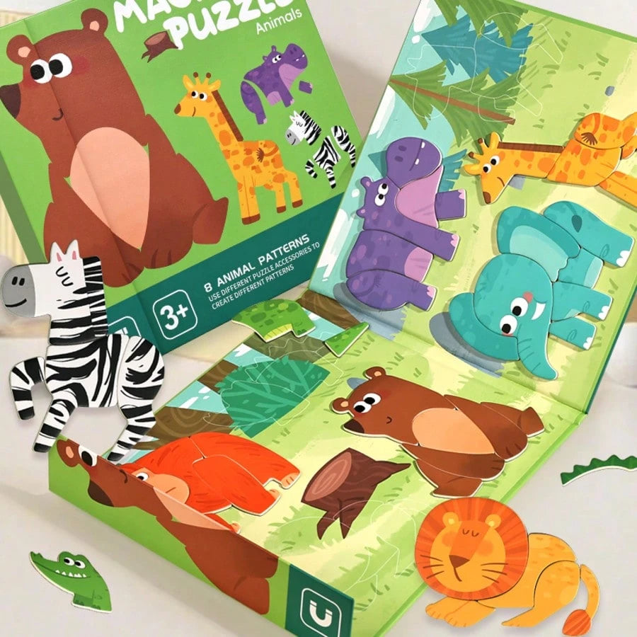 Early Education Magnetic Quiet Paste Book Handmade Girl Puzzle Enlightenment Children's Toy Portable Scene Puzzle 10 Theme Magnetic Puzzle Eight In One Magnetic Stereoscopic Puzzle Parent Ideal Gift F
