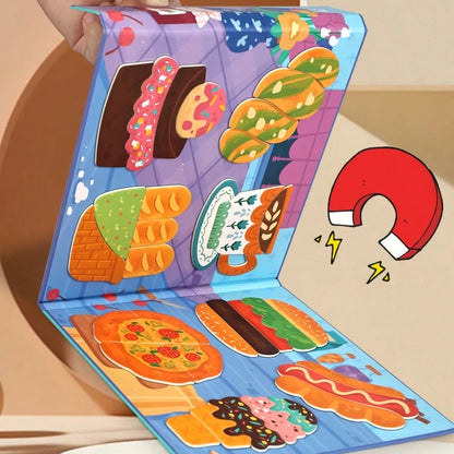 Early Education Magnetic Quiet Paste Book Handmade Girl Puzzle Enlightenment Children's Toy Portable Scene Puzzle 10 Theme Magnetic Puzzle Eight In One Magnetic Stereoscopic Puzzle Parent Ideal Gift F